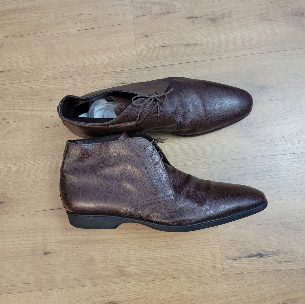 A. Testoni Basic Men Brown Leather Chukka Ankle B… - image 1
